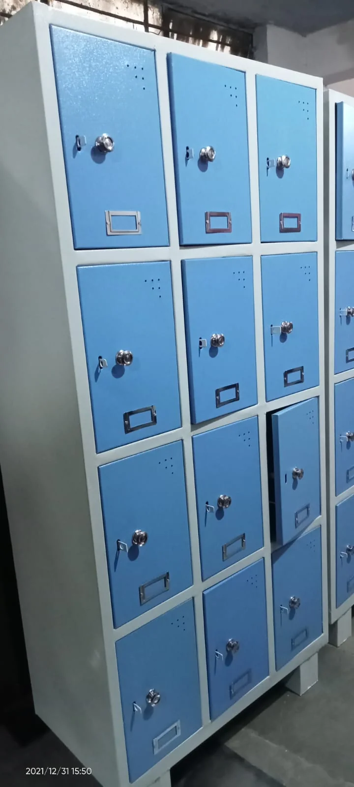 Custom staff lockers manufactured for an Indian commercial project